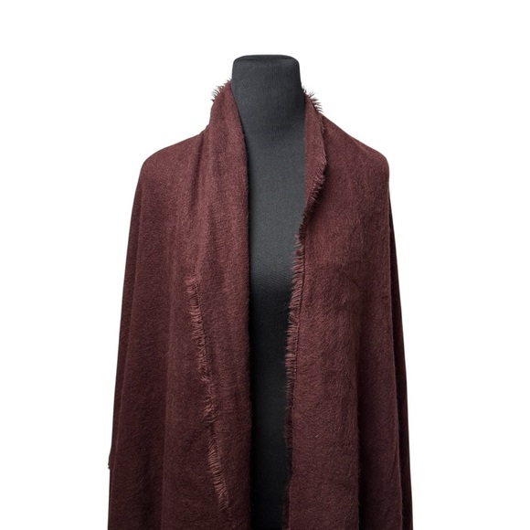 Free People Scarf Womens Fringed Shawl Wrap Comfy Cozy Burgundy Christmas Winter - Picture 2 of 8